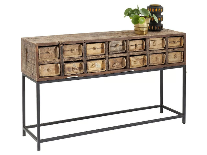 BASTIDON - Rectangular reclaimed wood console table with drawers _ KARE Design